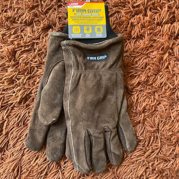 Firm Grip Large Winter Suede Leather Gloves with Insulated Fleece Liner - Picture 8 of 9